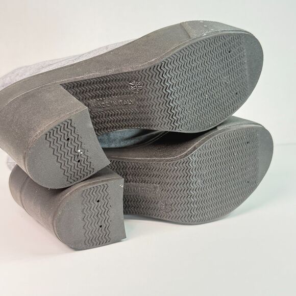 New Y2K | Bakers | Gray Distressed Canvas Chunky Platform Booties | Sz 7.5 - Picture 3 of 7